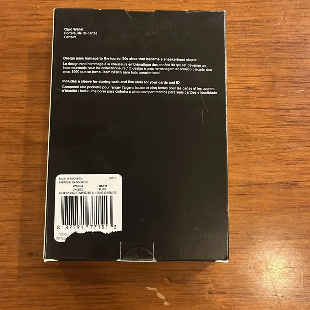 Nike Air Max 90 Card Case Wallet new black white